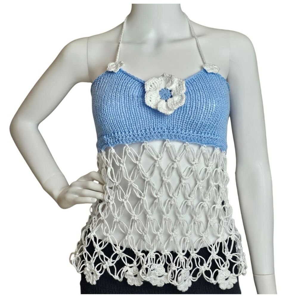 🌸 Handmade Knit & Crochet Flower Top‎ 🌸 - Picture 6 of 8